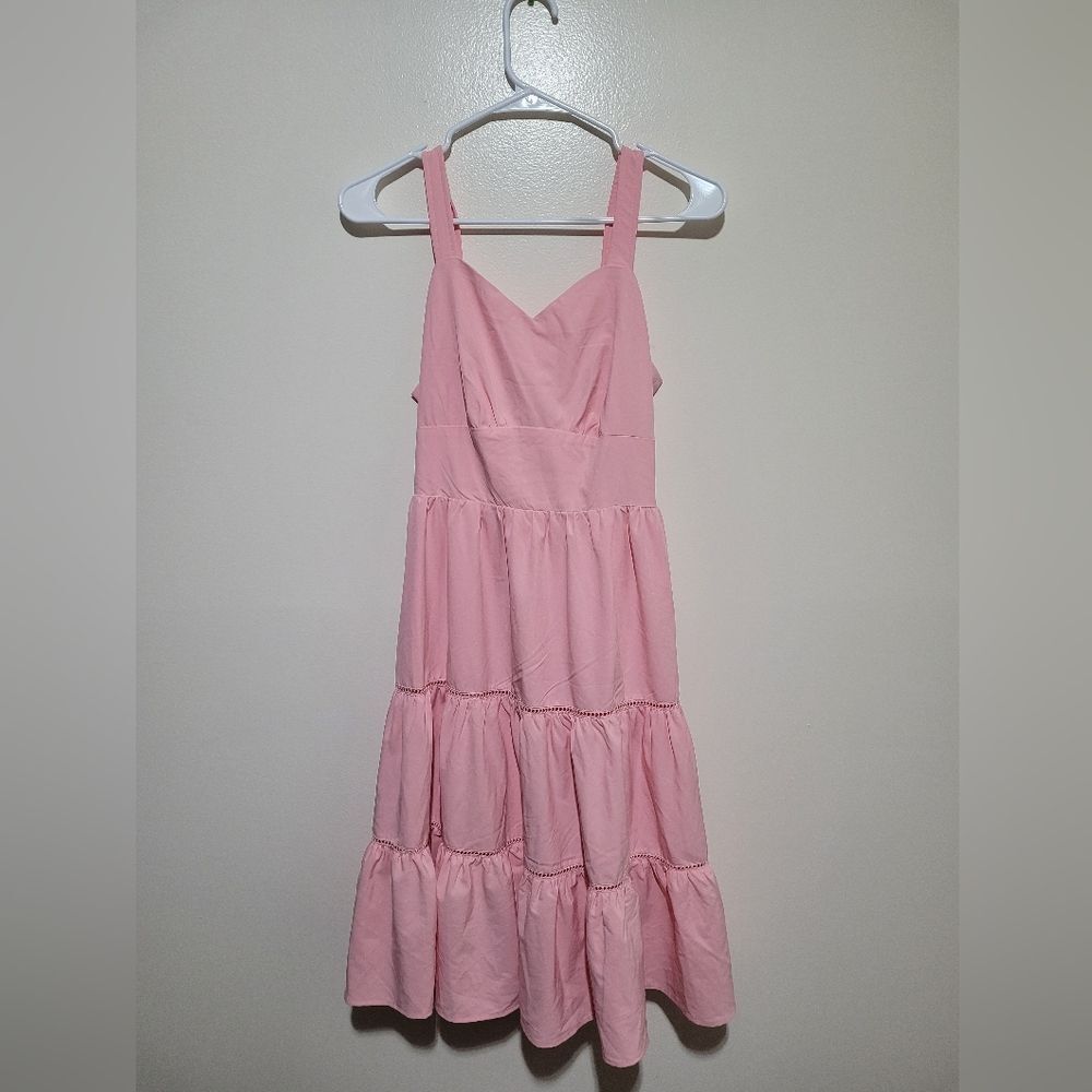 Belle Poque Pink Sleeveless Tiered Dress Size Small‎
